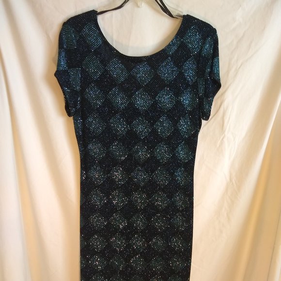 John Roberts Black and Teal Dress Size10 - Picture 1 of 6